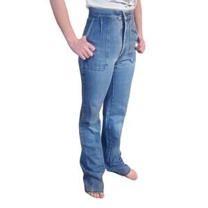Vintage Chic (?) 1970 Cowgirl Bare Back Jeans 25" 34" LONG